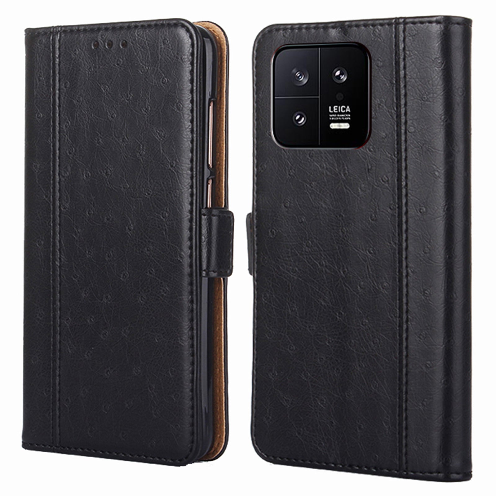 For Xiaomi 13 5G Ostrich Texture Magnetic Closure Anti-fall Phone Case Wallet Stand PU Leather Flip Folio Cell Phone Cover For Xiaomi 13 5G Ostrich Texture Magnetic Closure Anti-fall Phone Case Wallet Stand PU Leather Flip Folio Cell Phone Cover